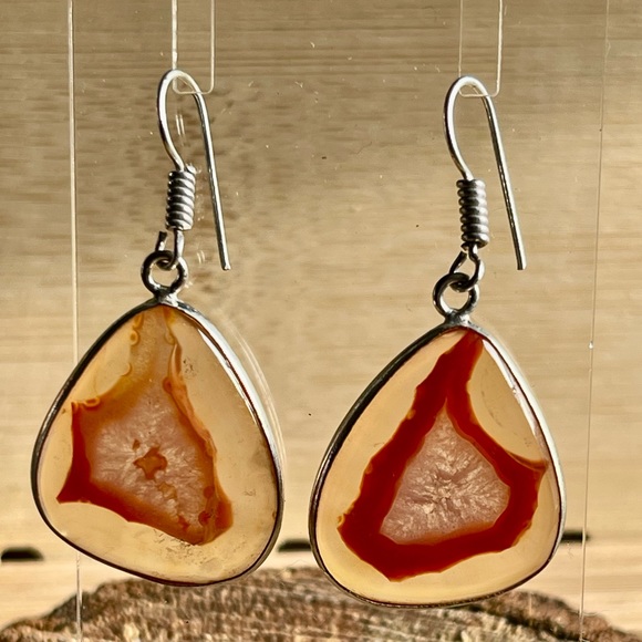 Trasluscent Solar Quartz Drusy Earrings 2” - Picture 1 of 4